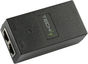 TECHLY PoE Injector Injektor 1 Port 48 V DC IEEE 802.3af kompatibel Class 3 PoE 15 Watt 10/100 3