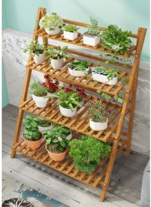 Kwietnik drabinka regał bambusowy na kwiaty 4 półki lakier POL04 9