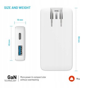 FIXED Slim GaN Travel Charger - ładowarka GaN USB-A/USB-C 65W biała - Gwarancja bezpieczeństwa. Proste raty. Bezpłatna wysyłka od 170 zł. 5