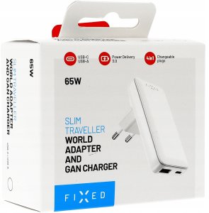 FIXED Slim GaN Travel Charger - ładowarka GaN USB-A/USB-C 65W biała - Gwarancja bezpieczeństwa. Proste raty. Bezpłatna wysyłka od 170 zł. 8