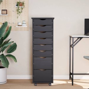 Szafka na kółkach MOSS, z szufladami, szara, sosna 3