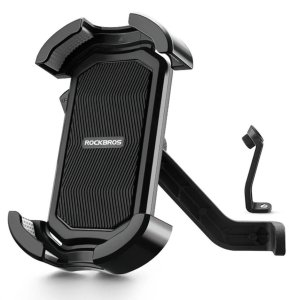 Uchwyt motocyklowy na telefon mocowany na lusterko - czarny Uchwyt motocyklowy na telefon mocowany na lusterko - czarny 1