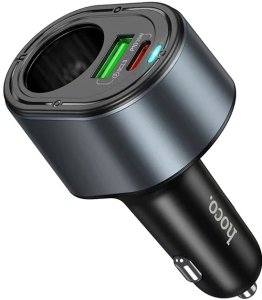 HOCO ładowarka samochodowa USB A + Typ C + gniazdo zapalniczki PD QC3.0 3A 35W Z56 czarna 3