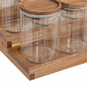 Słoiki na przyprawy na drewnianej półce HARMONY, 9 x 180 ml 5