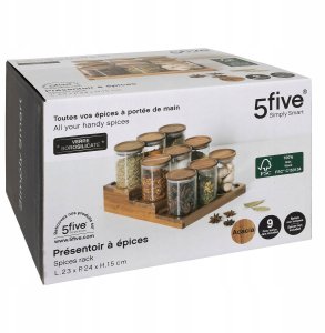 Słoiki na przyprawy na drewnianej półce HARMONY, 9 x 180 ml 8