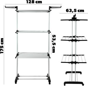 KADAX Suszarka Na Pranie Stojąca Pionowa Bieliznę 175cm metalowa Ogrodowa 2