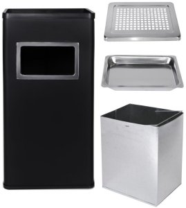 CAMPALO Popielnica z koszem, stojąca 62 cm. Koszopopielnica czarna, wysoka. 6