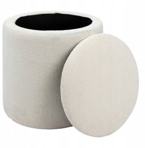 Okrągła pufa biała KAYDI boucle, Ø 35 cm 2