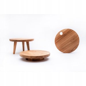 Podstawa dębowa okrągła wysoka, śr. 28 cm 2