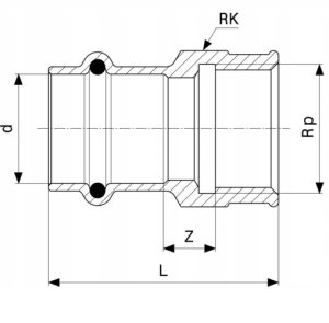 Viega Kształtka przejsciowa z SC 15 x 3/4 braz / blyszczacyŁącznik do rur 2