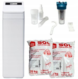 Pakiet: Stacja uzdatniania wody - AquaStilla 25 Smart+filtr mechaniczny+test kropelkowy+2x sól regeneracyjna 25kg 2