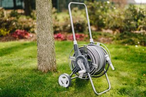 BĘBEN WÓZEK NA WĄŻ OGRODOWY ZESTAW 50mb 1/2" NA KOŁACH WHITE SILVER PLUS KARTA 2