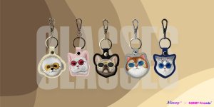 Etui na lokalizator / brelok Nimmy       Glasses Cool Cat różowy 6