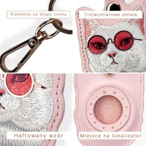 Etui na lokalizator / brelok Nimmy       Glasses Cool Cat różowy 8