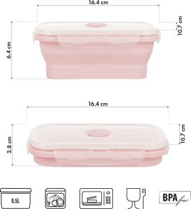Aptel NILS NC4105 Pojemnik lunchbox składany różowy 500 ML (Ż-ABIS-AK-110-22) 3