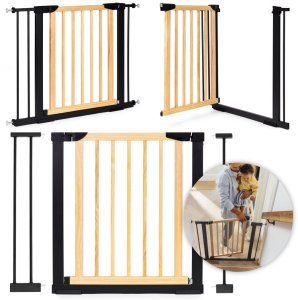 Bramka barierka zabezpieczająca 74-100 cm na schody i drzwi metal drewno dodatkowe panele 1