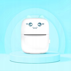 ZESTAW 11 W 1 MINI DRUKARKA PRZENOŚNA BEZPRZEWODOWA NIEBIESKA C28 3