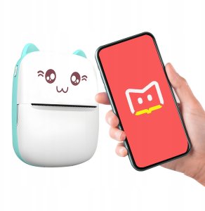 ZESTAW 11 W 1 MINI DRUKARKA PRZENOŚNA BEZPRZEWODOWA NIEBIESKA C28 6