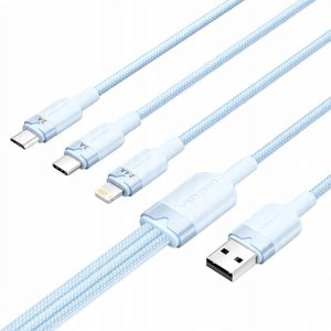 Kabel USB 2.0 A do 3w1 3A Vention CTPLG 1.5M (niebieski) 2