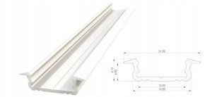 AL12-GLG1-LW-3000: Wpuszczany profil ALU biały lakier 5x16mm 3030mm GROOVE white lacquer 1
