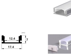 ALUSET-SU-2m-AS-01: 2m set surface anoda profile, milk cover, clips+end caps 1