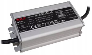MPL Power GLP PSU: 12V/5A, CV, PFC, IP67, plastic case, double insulation wires 2