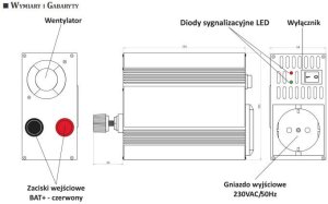 IZ12-300-A: przetwornica dc/ac 12V/300W aproksymowany sinus 2