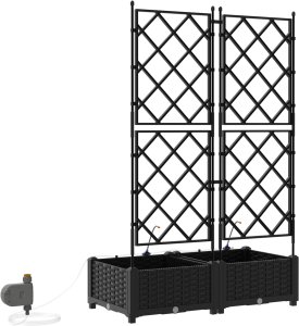 vidaXL Donice ogrodowe z systemem nawadniania 2 szt. Czarny 2