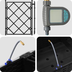 vidaXL Donice ogrodowe z systemem nawadniania 3 szt. Czarny 3