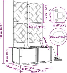 vidaXL Donice ogrodowe z systemem nawadniania 2 sztuki Szare 3