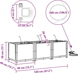 vidaXL Doniczki z systemem nawadniania 3 szt. Jasnoszary 2
