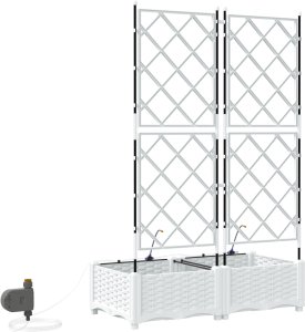 vidaXL Donice ogrodowe z systemem nawadniającym 2 szt. Białe 2