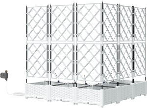 vidaXL Donice ogrodowe z systemem nawadniania 5 szt. Białe 3