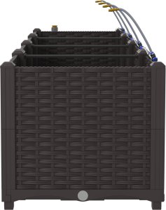 vidaXL Donice ogrodowe z systemem nawadniania 3 szt. brązowe 2