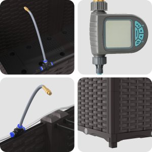 vidaXL Donice ogrodowe z systemem nawadniania 3 szt. brązowe 3