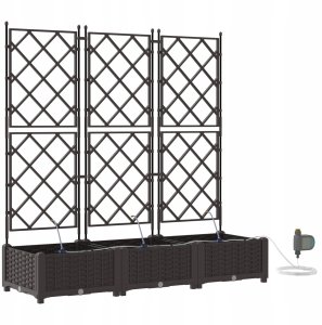 vidaXL Donice ogrodowe z systemem nawadniania 3 szt. Brązowe 2