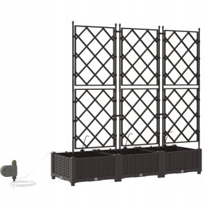 vidaXL Donice ogrodowe z systemem nawadniania 3 szt. Brązowe 6