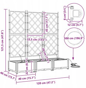 vidaXL Donice ogrodowe z systemem nawadniania 3 szt. Brązowe 8
