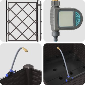 vidaXL Donice ogrodowe z systemem nawadniania Brązowy 5
