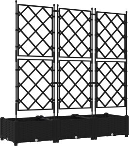 vidaXL Donica ogrodowa z trelisem 3 sztuki Czarna 120x40x125.5 cm 2