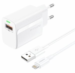 FONENG ładowarka sieciowa EU64 18W 1xUSB QC3.0 + kabel Lightning Biały standard 2