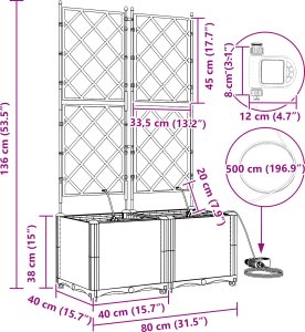 Donice ogrodowe vidaXL z systemem nawadniania 2 szt. Czarny 3