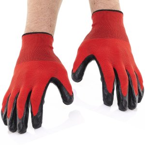 Rękawice Ochronne Rękawiczki Robocze Czarno Czerwone Mocne Rozmiar L 2