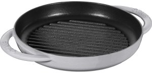 Patelnia grillowa STAUB 22 cm żeliwna okrągła uchwyty grafitowa 1