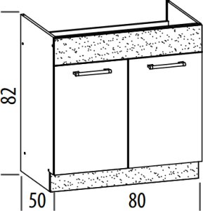 Szafka dolna kuchenna pod zlewozmywak MODENA MD19/D80Z biały połysk / grafit 2