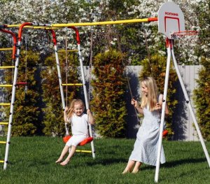 Plac zabaw Akrobata Plus ogród | Siatka Drążek Huśtawki Kosz 100kg 2