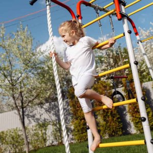 Plac zabaw Akrobata Plus ogród | Siatka Drążek Huśtawki Kosz 100kg 4