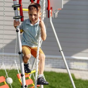 Plac zabaw Akrobata Plus ogród | Siatka Drążek Huśtawki Kosz 100kg 9