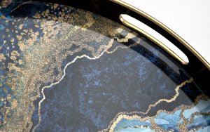 Taca dekoracyjna 46 cm czarno - złota Tulum 135948 6