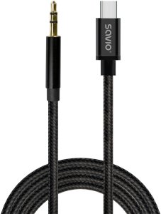 Kabel USB Savio USB-C - mini Jack 3.5 mm 2 m Czarny (Cl-188) 2